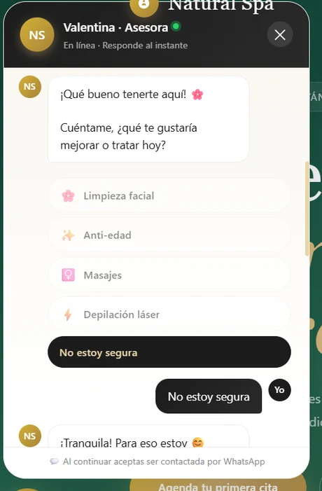 El asistente ofrece opciones de tratamiento y guía a quien no sabe qué elegir
